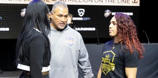 Claressa Shields, left, and Abigail Montes