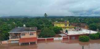 Flooding Wednesday near Escuinapa, Sinaloa