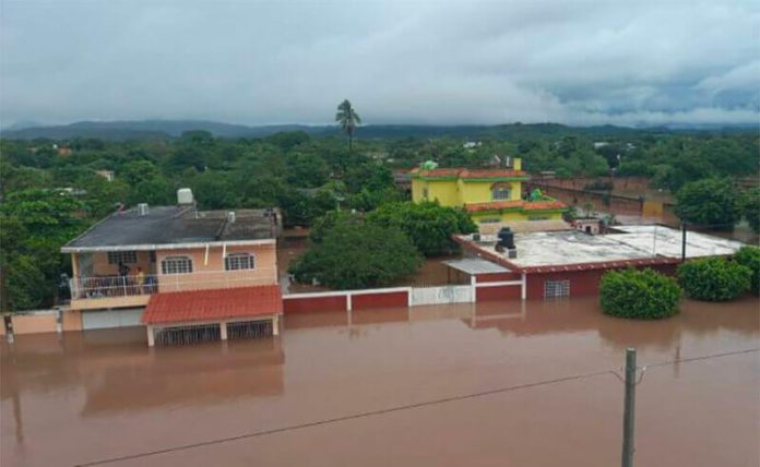Flooding Wednesday near Escuinapa, Sinaloa