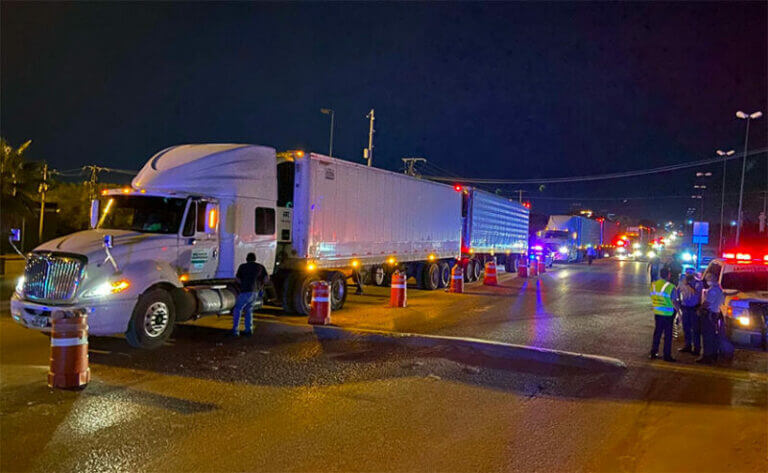 The semi-trailers in which the migrants were traveling