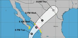 The storm's forecast track as of Monday morning