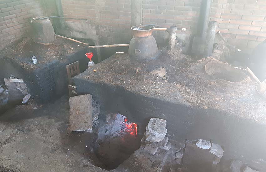 Distillation pots at Lalocura mezcal distillery, Oaxaca