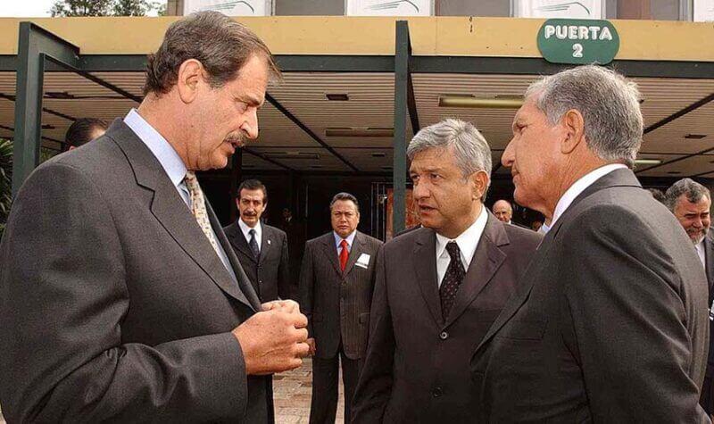 Vicente Fox with AMLO and Arturo Montiel 2003