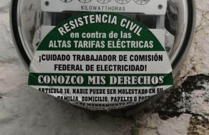 Civil resistance sign against Federal Electricity Commission