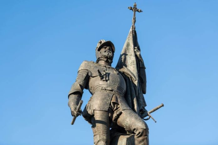 Hernan Cortes statue in Medellin, Spain