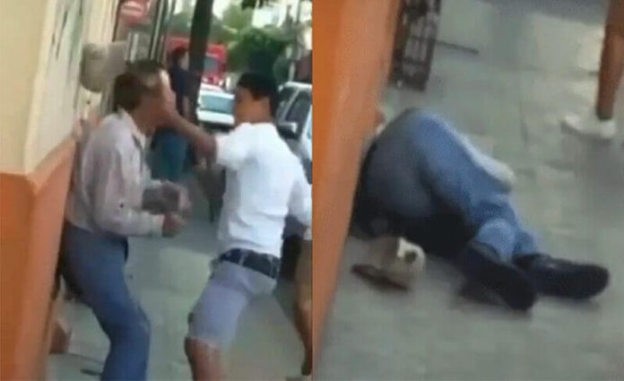 The youth hit the man three times on a sidewalk in Guadalajara.
