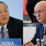 China's representative to the UN, Zhang Jun, and Russia's UN representative, Vasily Nebenzya