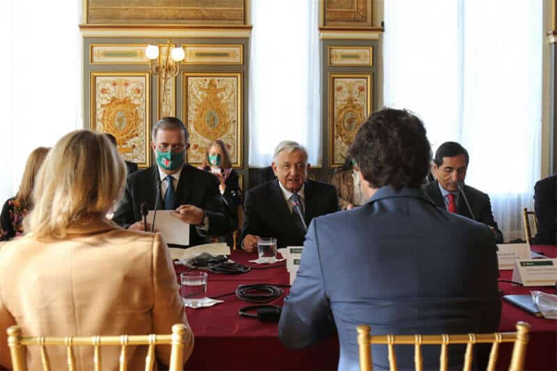 President López Obrador and Foreign Minister Marcelo Ebrard at the USMCA summit.