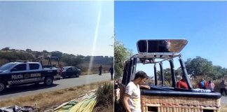 The hot air balloon crash landed near the La Legua-Teotihuacán highway on Monday.