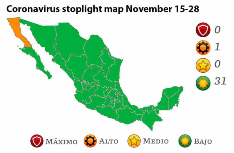 COVID roundup: only one state—Baja California—is not green on the new stoplight map COVID roundup: only one state—Baja California—is not green on the new stoplight map