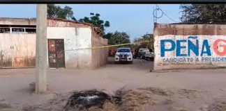 The crime scene Saturday in Silao.