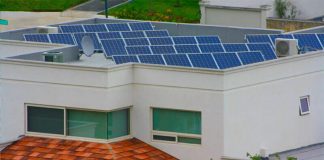 Solar panels on a Mexican roof.