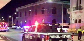 State police patrol the area of the Thursday attack,