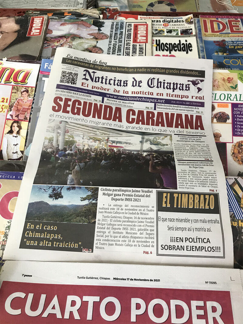 A local newspaper reports on the caravan.