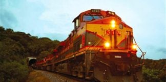 A Kansas City Southern train in Michoacán.