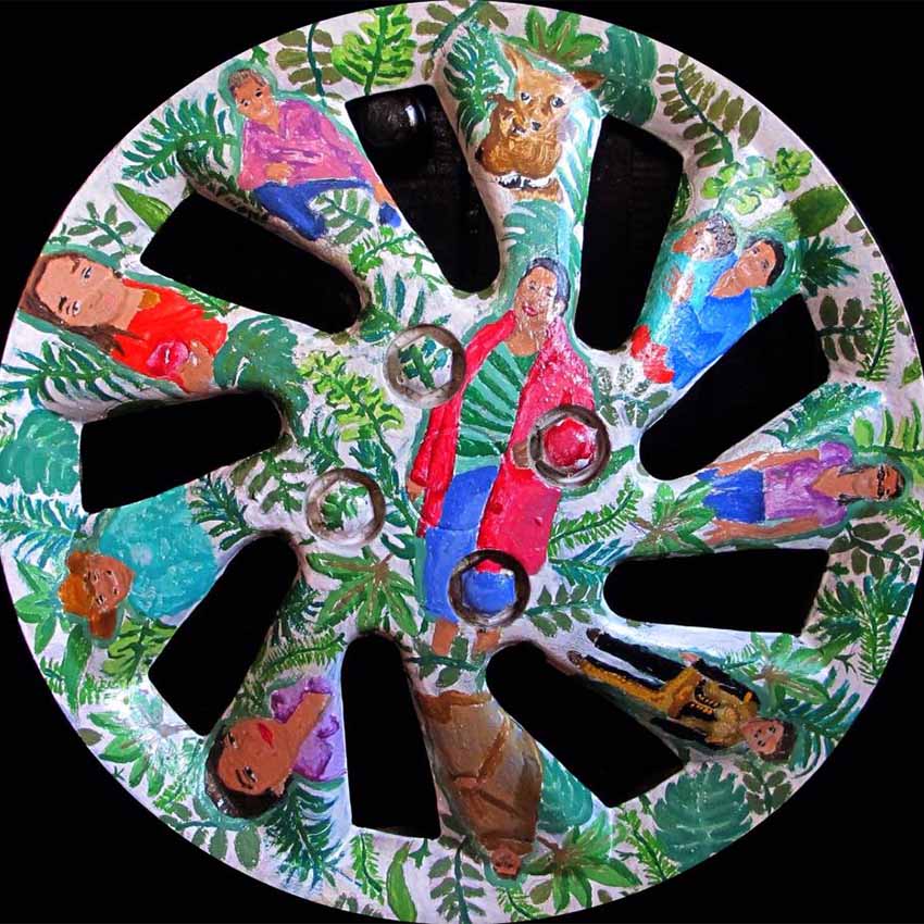 Judy Wray painted hubcap