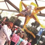 girls at posada in Mexico City
