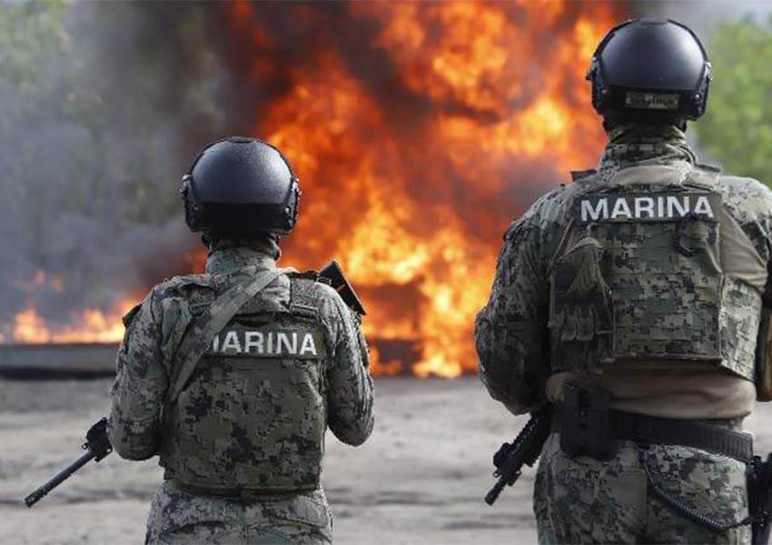 navy burning drugs and meth precursors, Manzanillo