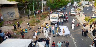 The accident scene Thursday afternoon in Chiapas.