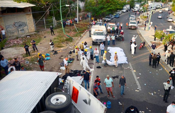 The accident scene Thursday afternoon in Chiapas.