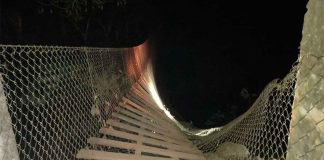 The bridge after it collapsed on Sunday.