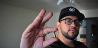 Calleros holds the stray bullet