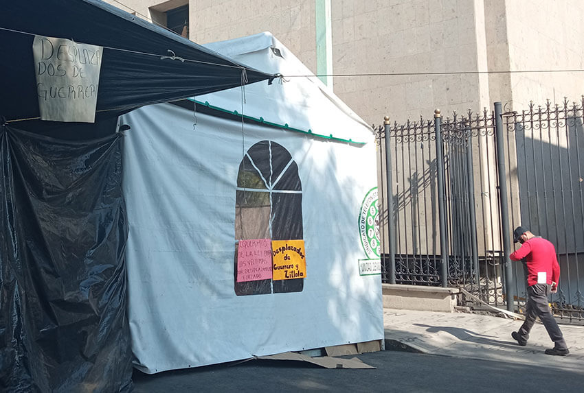 campsite of displaced persons in mexico city