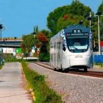 The train runs between Puebla city and Cholula, a tourist destination and home of the Tlachihualtepetl pyramid.