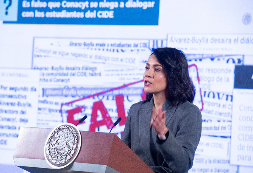 Ana García Vilchis denied that Conacyt was refusing to dialogue with protesting CIDE students.