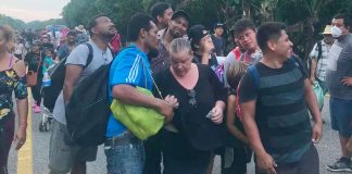 Migrants on a Chiapas highway in October.