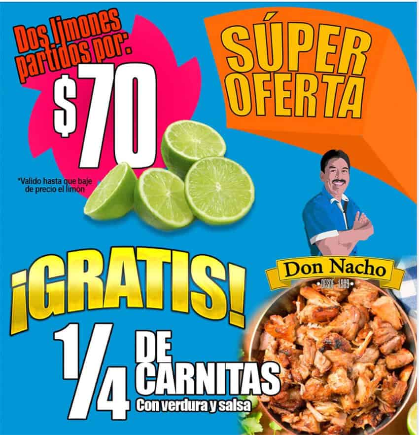 Chicharrónes & Carnitas Don Nacho went viral for advertising a tongue-in-cheek deal: two limes for 70 pesos.