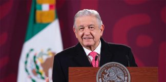 President López Obrador at his Monday morning press conference.