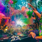 Festival-goers gather around a DJ at the Day Zero Festival in Tulum earlier this month.