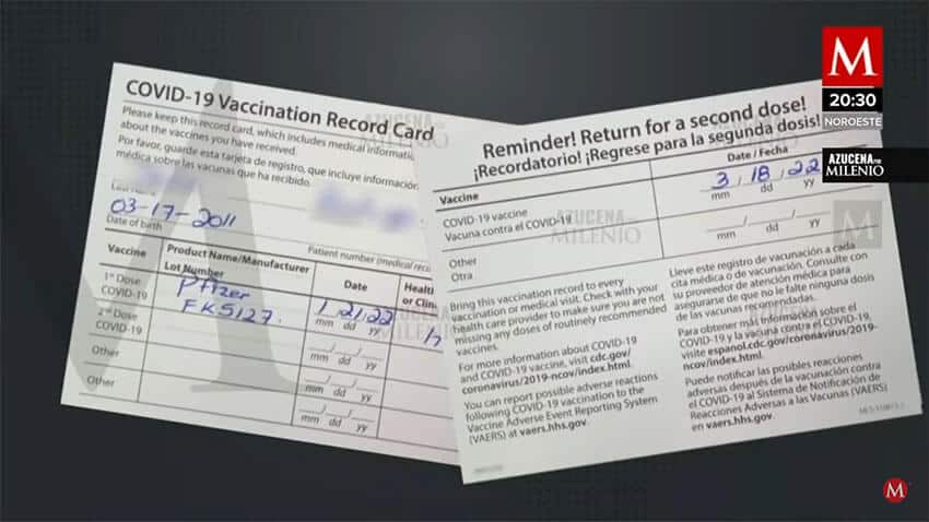 The proof-of-vaccination cards provided by the illegal clinic.