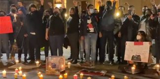 Journalists and supporters protest Tuesday in Michoacán.