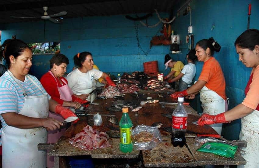 fish processing plant workers, Petatan, Michoacan
