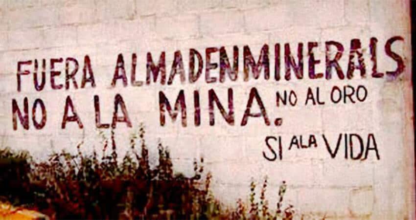 Anti Almaden Minerals graffiti in Puebla