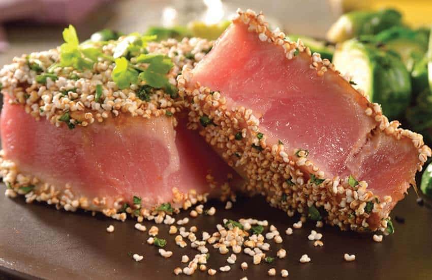 amaranth-crusted tuna steaks
