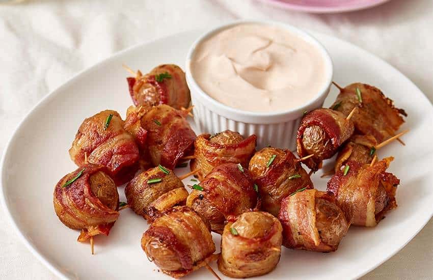 bacon-wrapped baby potatoes