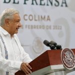 President López Obrador speaks at his Friday morning press conference in Colima.
