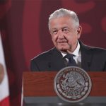 The president speaks at his Monday press conference.