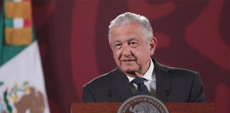 The president speaks at his Monday press conference.