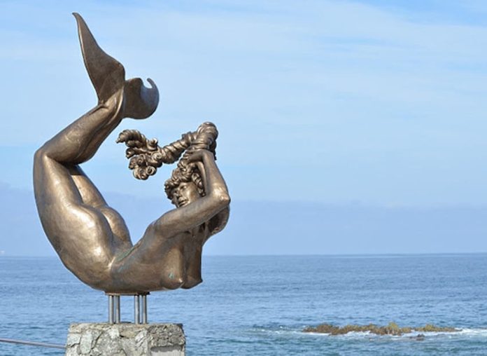 Dolphin woman statue in Mazatlan