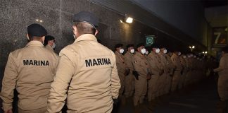 Marines on duty at the Mexico City International Airport.