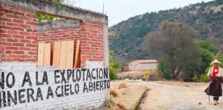 Anti Almaden Minerals graffiti in Puebla