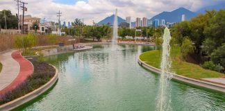 The view of downtown San Pedro Garza García, as seen from Parque El Capitán, well-kept community park in the Fuentes del Valle neighborhood.