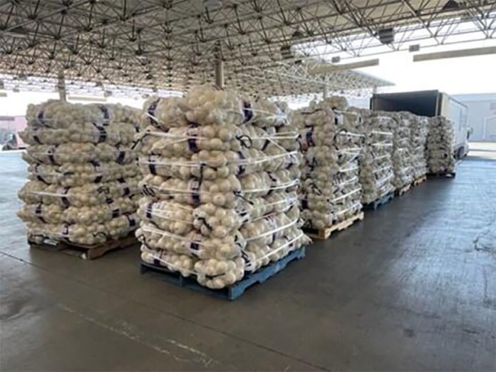 Pallets of onions were seized by U.S. Customs and Border Protection after finding packets of methamphetamine hidden in the shipment.