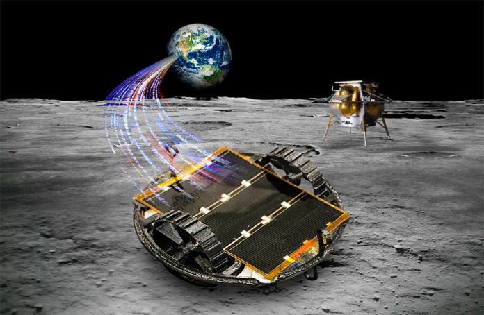 An illustration of a nano robot on the lunar surface.