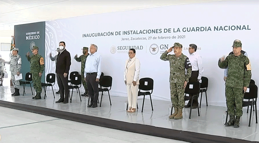 A ceremony held in February 2021 to inaugurate new National Guard barracks in Jerez