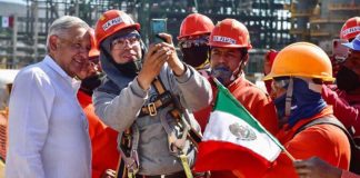 AMLO at coking plant under construction in Tula, Hidalgo